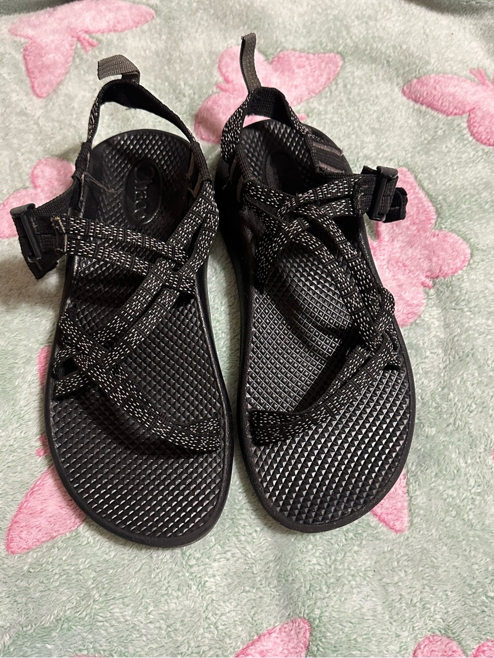 Black, White and Purple Chaco Sandal